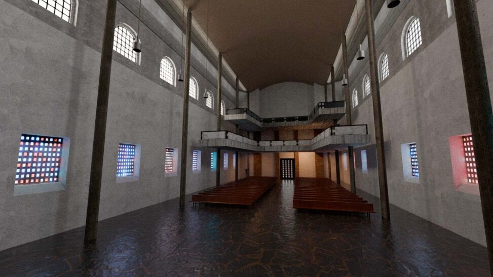 3D Rendering of the interior of the Stadtkirche Karlsruhe in Blender